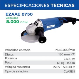 AMOLADORA ANGULAR 7" 2600W